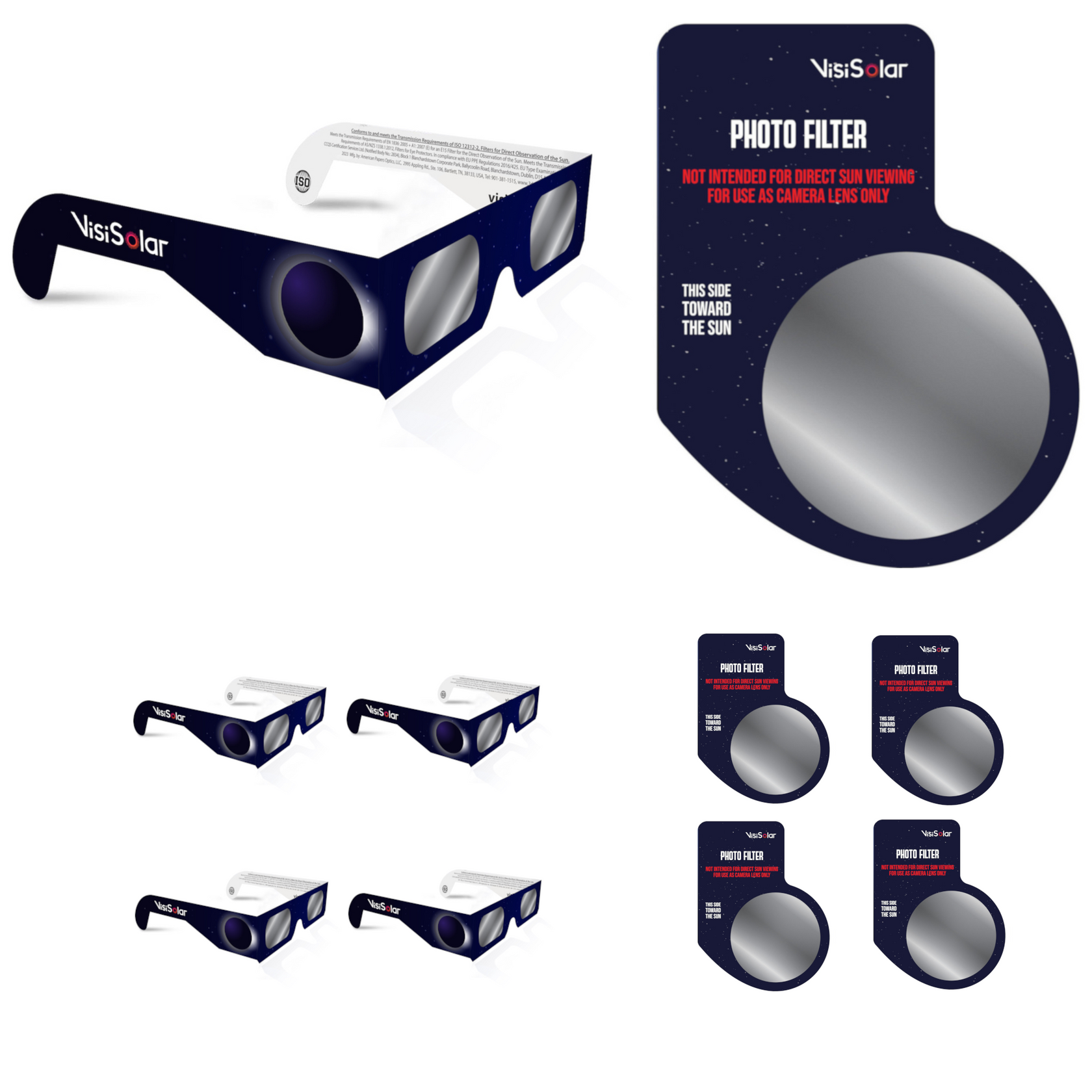 VisiSolar Eclipse Glasses and Photo Filter Combo 5 Pack
