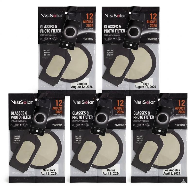 VisiSolar Glasses and Photo Filter Combo Pack (5 Glasses 5 Photo Filters)